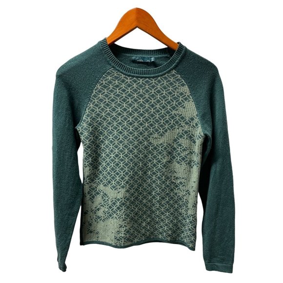 Prana Sweaters - Prana Women's Green Printed Front Panel Antonia Crew Pullover Sweater Size XS